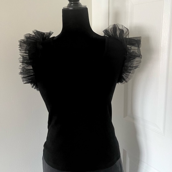 Black Knit Ruffle Tank - Picture 2 of 4